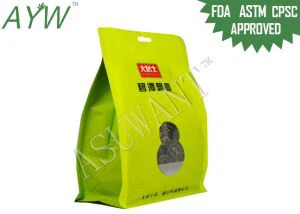 ถุงบรรจุภัณฑ์อาหารที่มีหน้าต่างใสมีกลิ่นหลักฐานสี่เหลี่ยมจัตุรัสแบนด้านล่างล็อคซิป