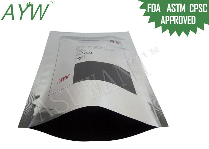 Toner Packing Resealable Foil Bags Three Side Seal With Customized Logo Printing
