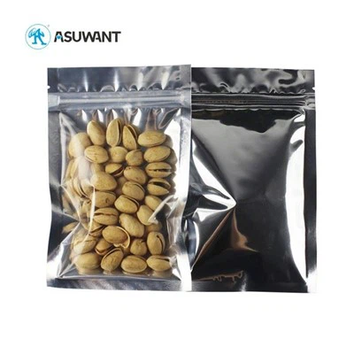 ด้านหน้าใสด้านหน้าฟอยล์น็อตบรรจุภัณฑ์อาหาร Doypack ยืนขึ้นกระเป๋าพร้อม ziplock