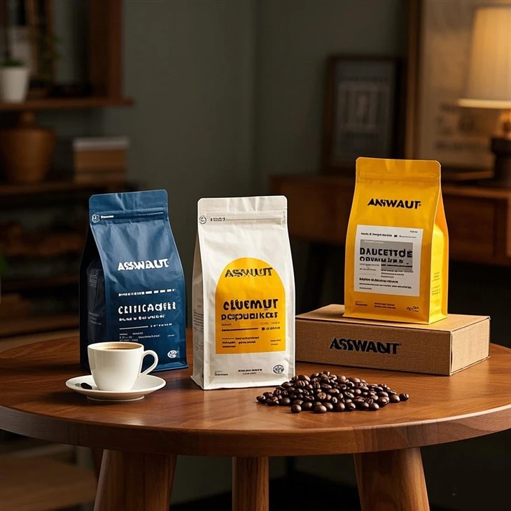 โลโก้ที่กำหนดเองโลโก้ Matte Coffee Bean Packaging กระเป๋าแบนด้านล่างพร้อมวาล์ว