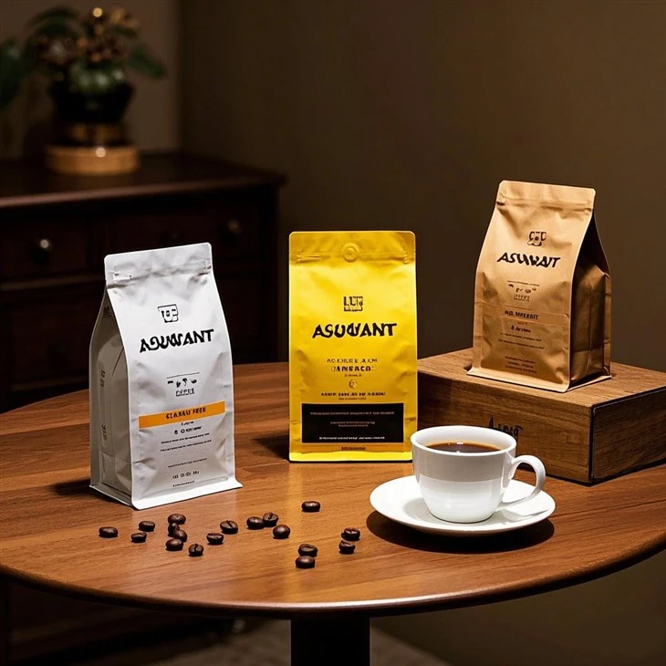 Custom Branded Logo Matte Printed Coffee Bean Packaging Flat Bottom Pouch With Valve