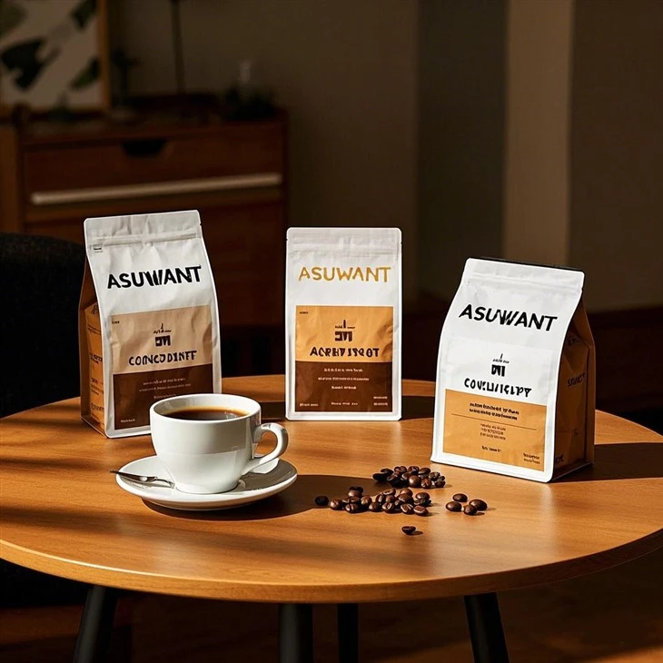 Custom Branded Logo Matte Printed Coffee Bean Packaging Flat Bottom Pouch With Valve