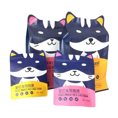 รูปทรงที่ผิดปกติ Die Cut Pet Dog Food Bags โลโก้แบบกำหนดเองพิมพ์อาหารแมวที่สามารถปิดผนึกได้